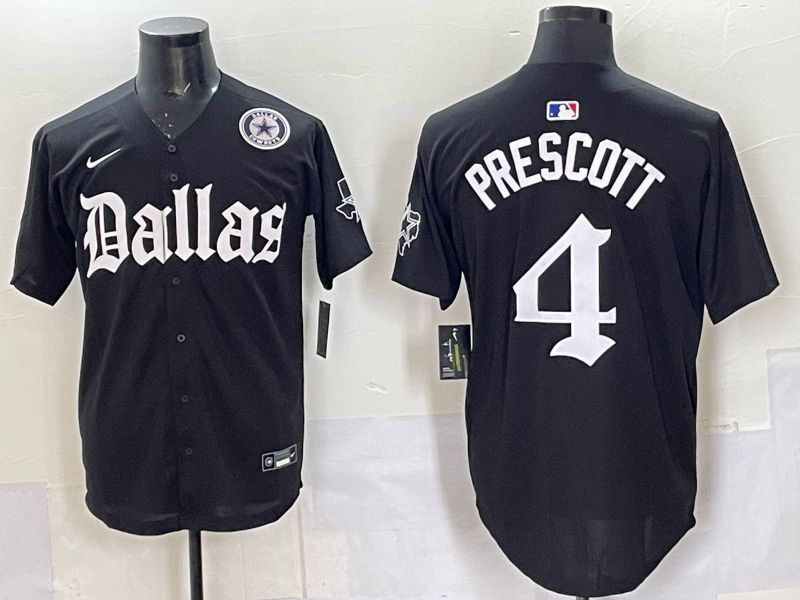 Men 2025 Nike Dallas Cowboys #4 Prescott Black 5th generation Joint Name Limited NFL Jersey 015